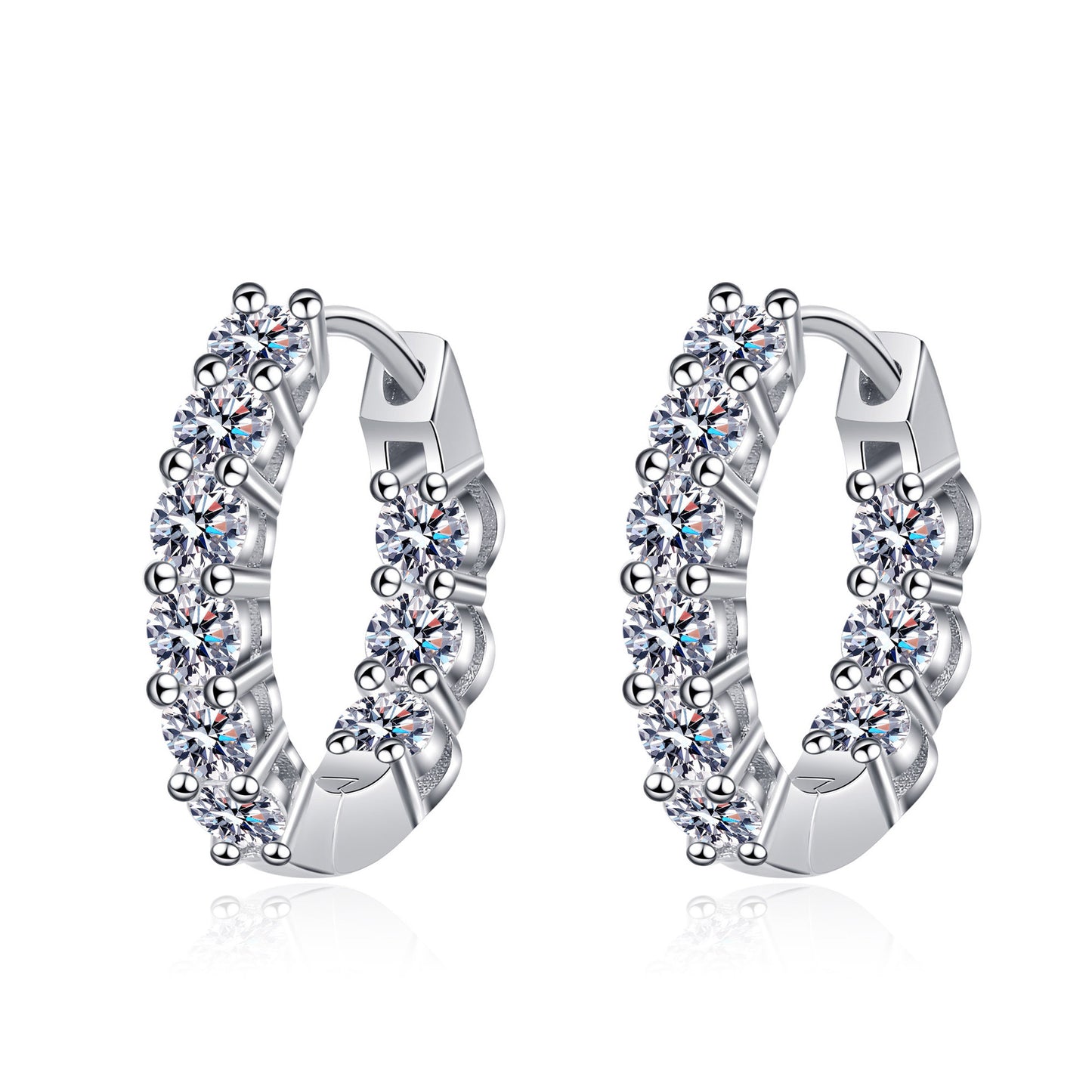 Moissanite Earrings with 925 Sterling Silver Hoop and Rhodium Plating | New Heaven