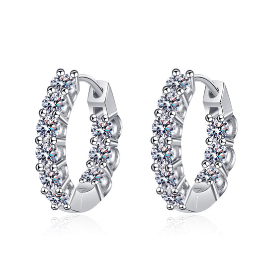 Moissanite Earrings with 925 Sterling Silver Hoop and Rhodium Plating | New Heaven