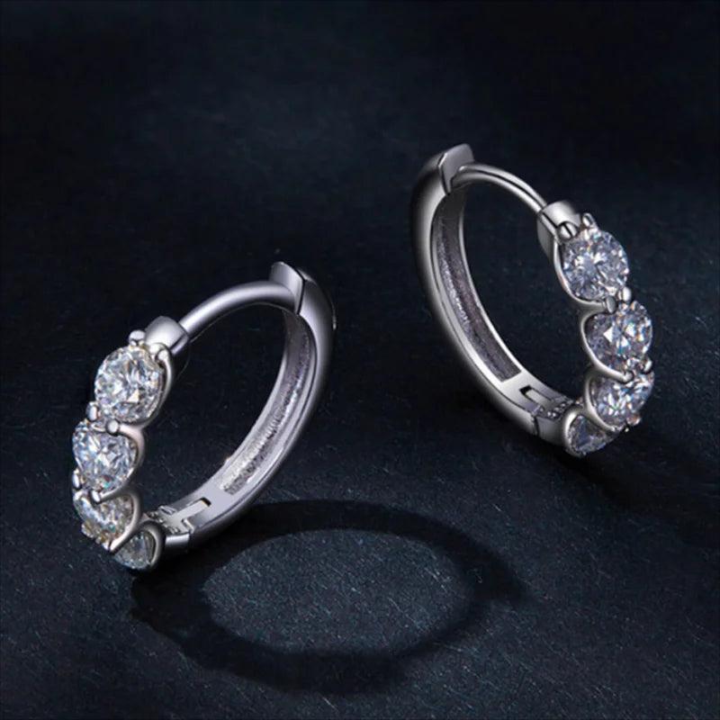 Luxury Moissanite Circle Earrings With Front Setting of 4 Moissanite Stones -Trendy Design for Charming Women