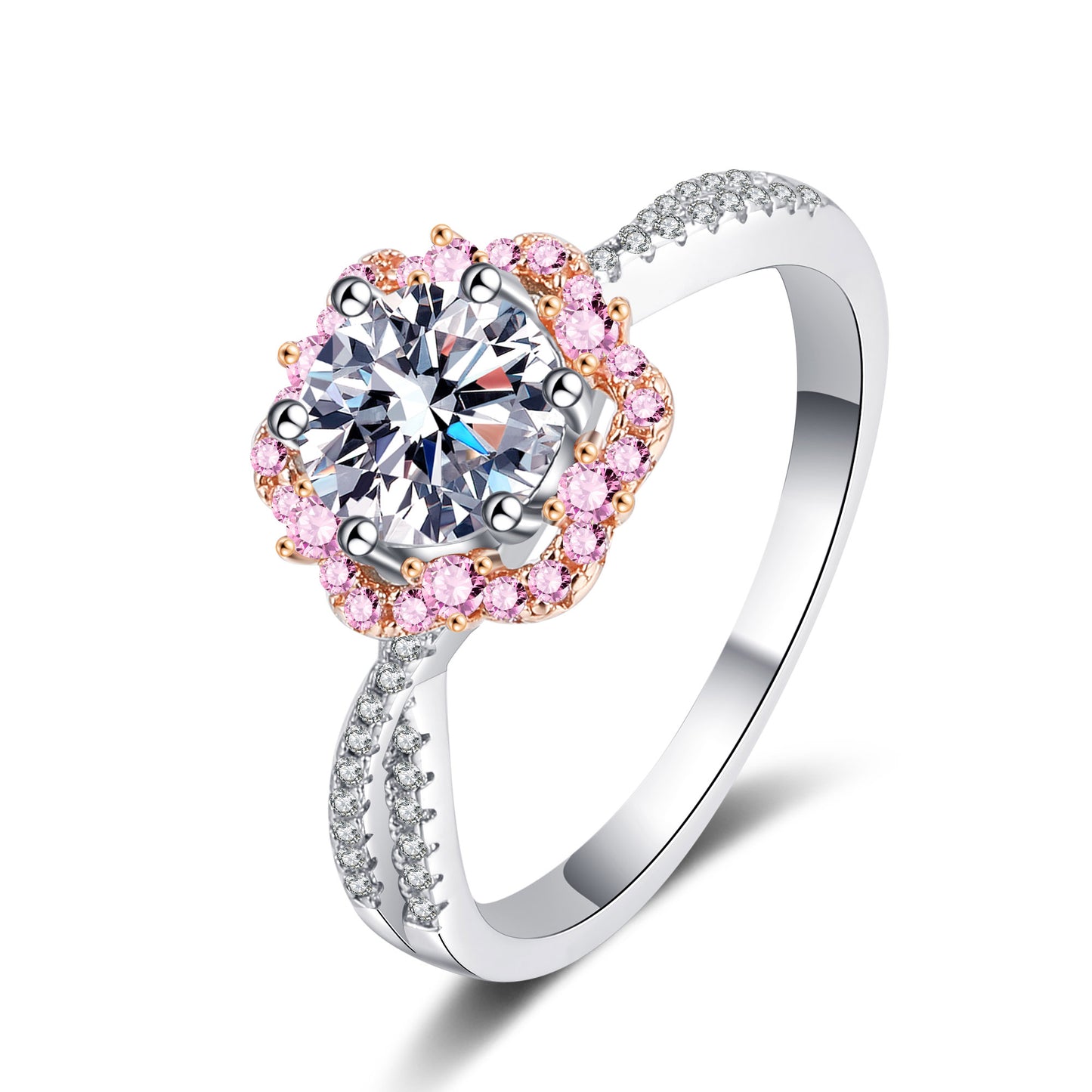 Elegant 1 Carat Round Halo Moissanite Ring