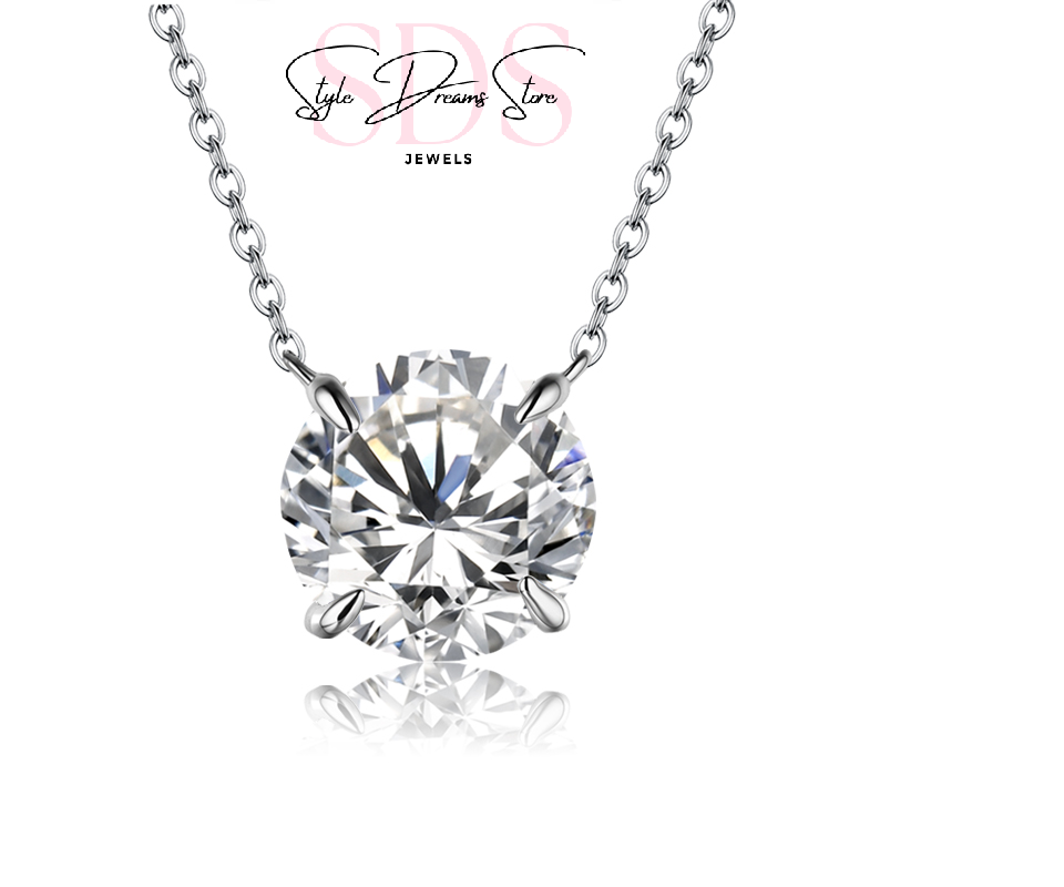 Moissanite Diamond Pendant 1CT- 6.5 mm Round Cut Stone