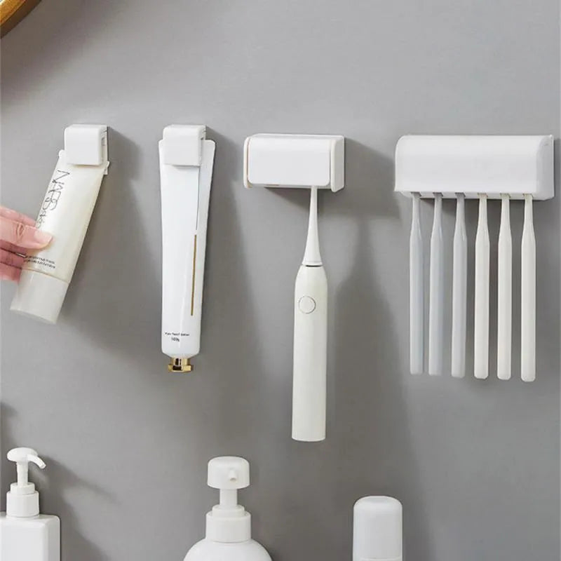 Punch-Free Wall-Mounted Toothbrush and Toothpaste Holder: Your Bathroom Organizer Solution