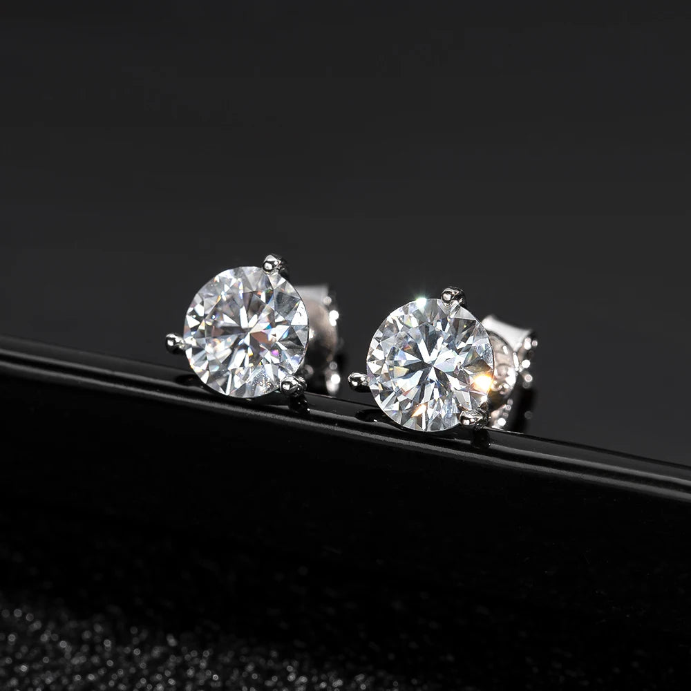 Earrings Moissanite Round Shape Modern For Women and Man