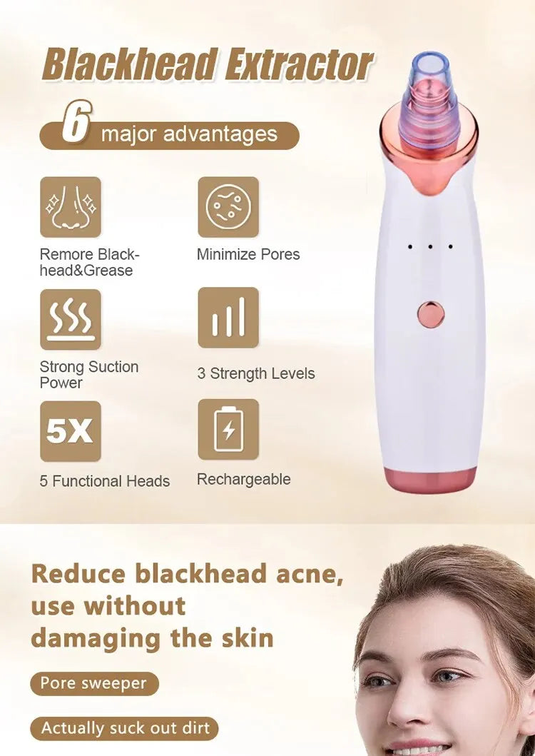 Blackhead Suction Instrument Remove Dead Skin Cells and Impurities - Cosmetic Face Acne Blackhead Cleanser