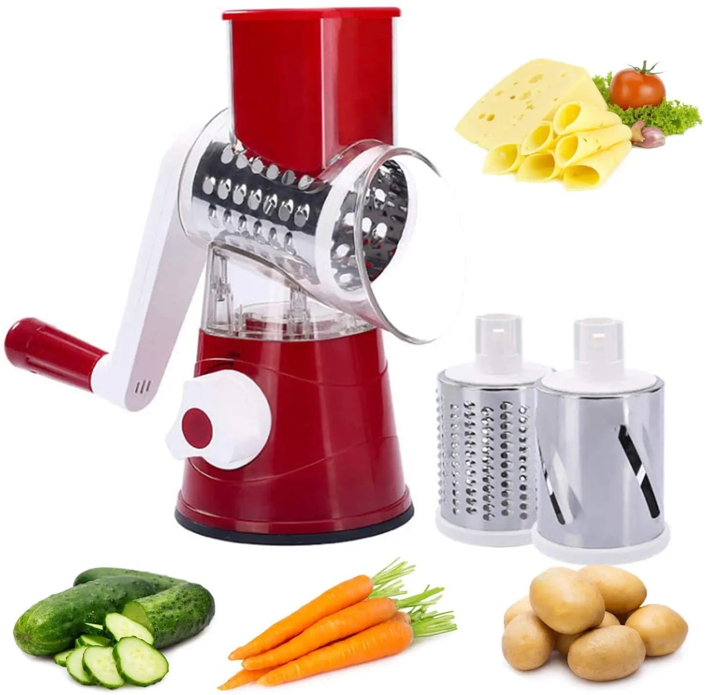 Versatile vegetable and cheese cutter and slicer with 3 interchangeable blades