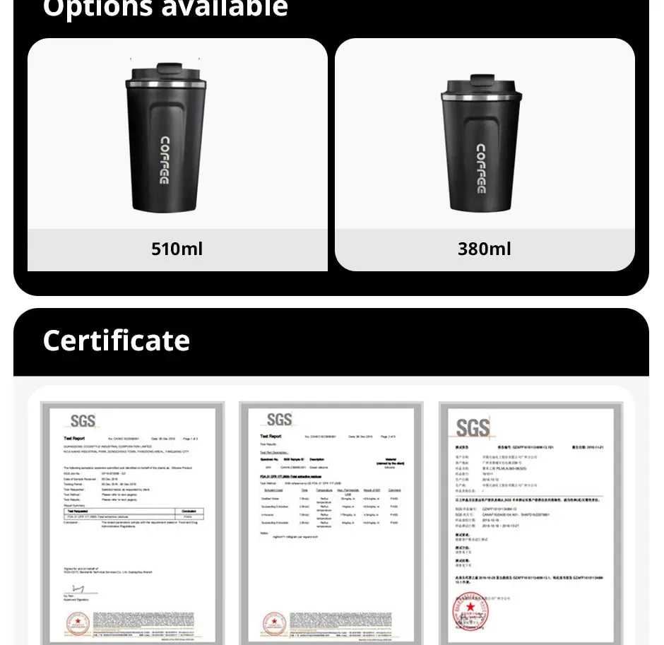 Vaso de café inteligente de acero inoxidable con indicador de temperatura