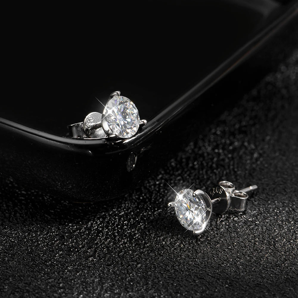 Earrings Moissanite Round Shape Modern For Women and Man