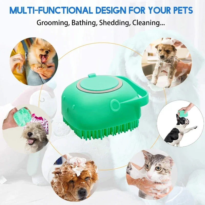 Pet Massage Bath Brush with Soft Silicone Rubber for Dogs and Cats