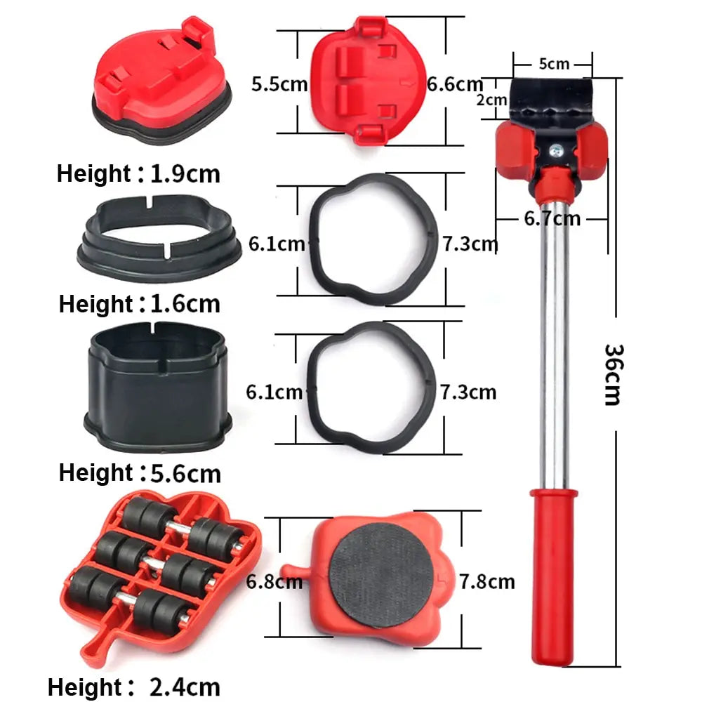 Furniture Moving Transport Roller Set Removal Lifting Moving Tool Set Wheel Bar Mover Moving Heavy Stuffs